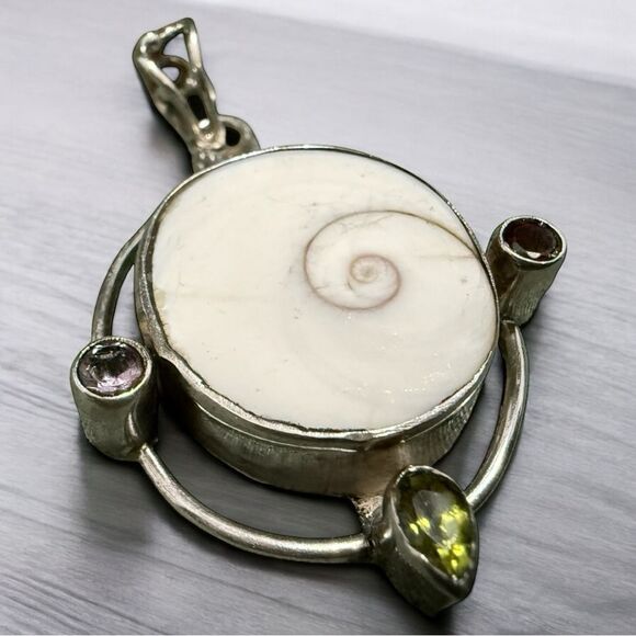 STERLING SILVER SHIVA EYE & GEMSTONE PENDANT - Picture 1 of 17